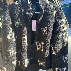 Cozy Black and White Butterfly Teddy Jacket/Coat